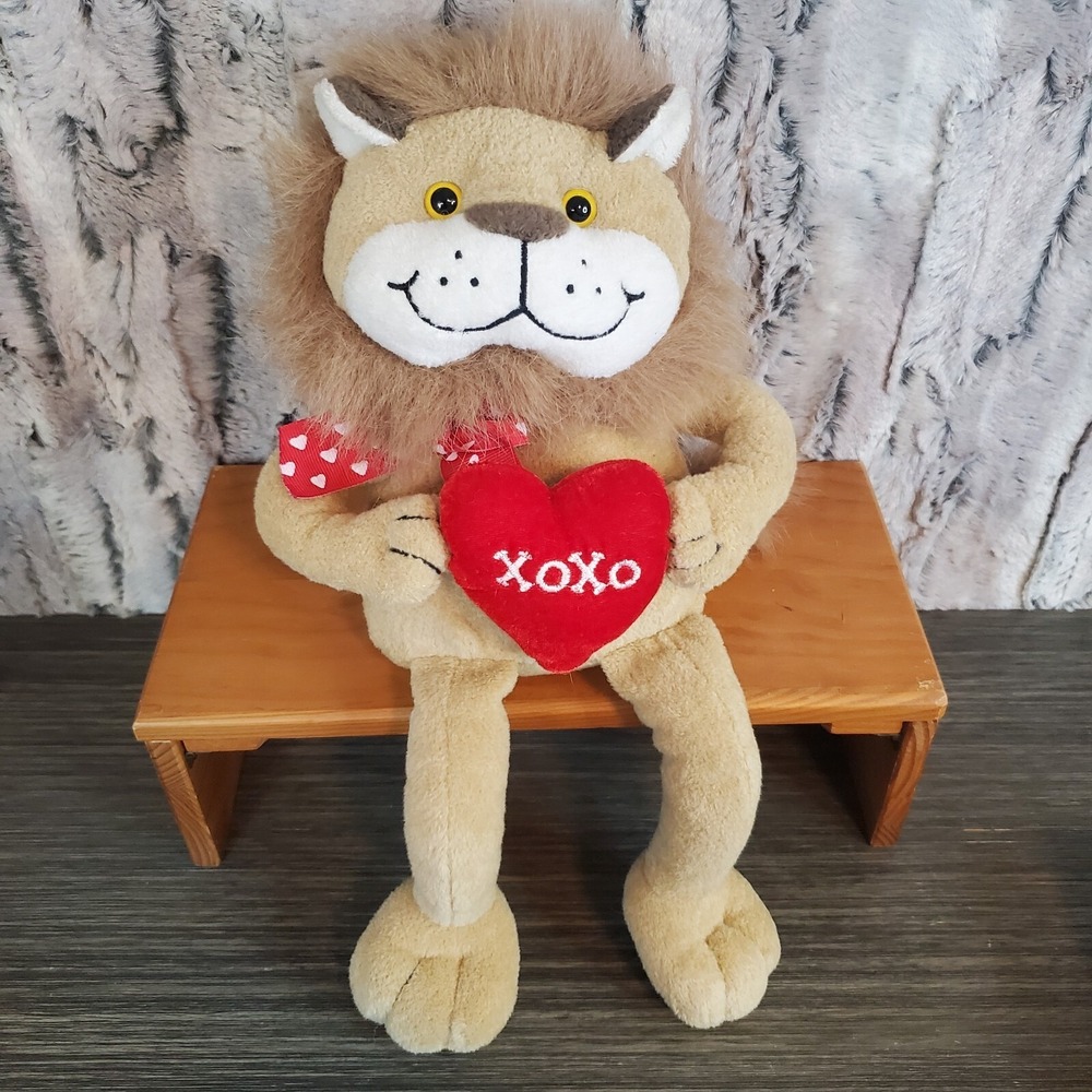 Animal Adventure LOVE LION Plush‎ 14" Stuffed Animal W/ Red XOXO Heart